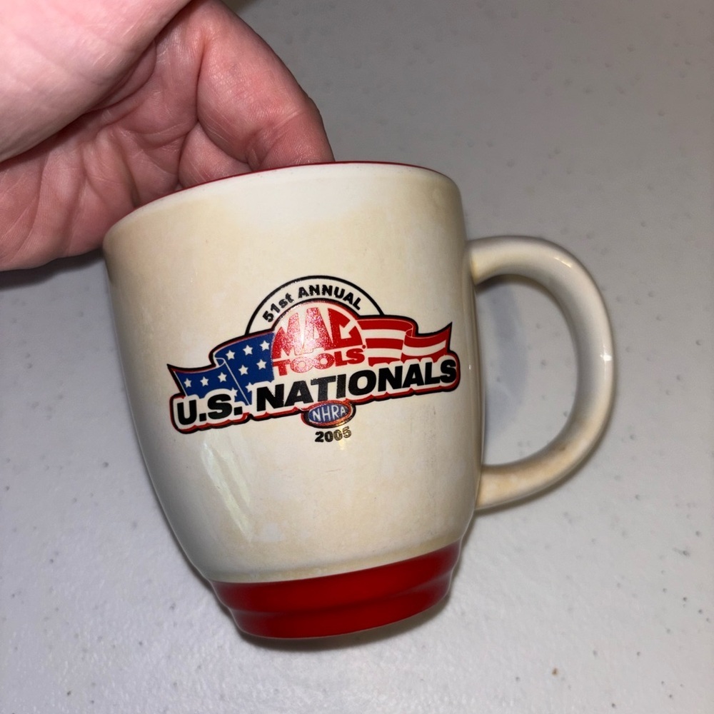 2005 NHRA MAC Tools U.S. Nationals Cream and Red Mug